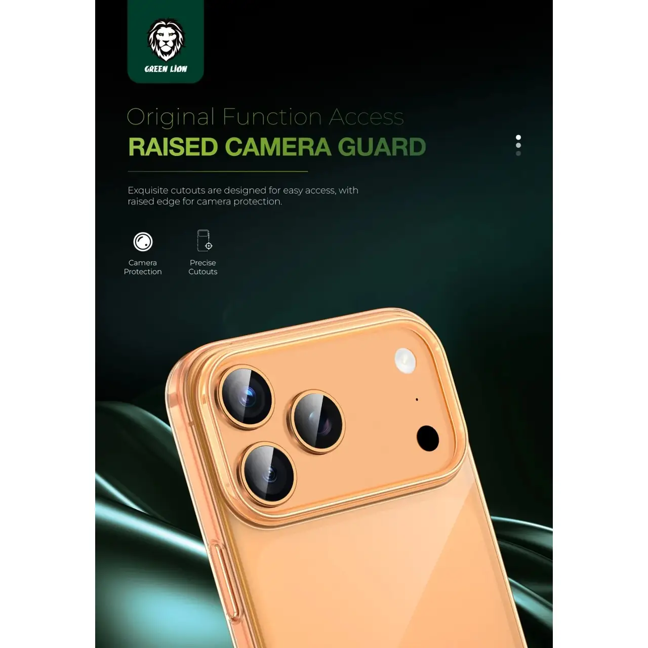 قاب اورجینال Green Lion شفاف Delgado Pc Case مدل Apple iPhone 17 Pro Max - نارنجی (پک دار)